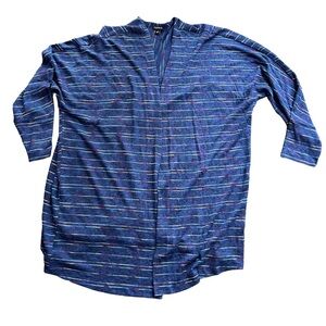 Torrid Blue Striped Light Weight Plus Size Casual Cardigan